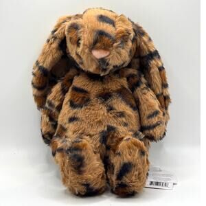 Soft Cuddly Bunny Rabbit Inspired Cute Plush Stuffie, Brown, Leopard Spot- New